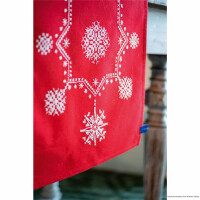 Vervaco table runner cross stitch kit "White Christmas stars", stamped, DIY