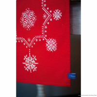 Vervaco bedruckter Tischläufer Kreuzstichset "Weiße Weihnachtssterne", Bild vorgezeichnet