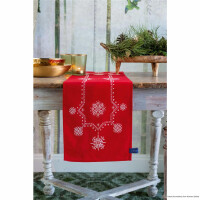 Vervaco table runner cross stitch kit "White Christmas stars", stamped, DIY