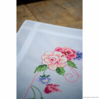 Набор для вышивания крестиком "Цветы и бабочки", набивная скатерть Vervaco, рисунок предварительно нарисован