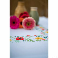 Vervaco bedruckte Tischdecke Kreuzstichset "frische Blumen", Bild vorgezeichnet