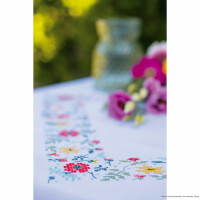 Vervaco bedrukt tafelkleed kruissteek set "verse bloemen", afbeelding voorgetekend
