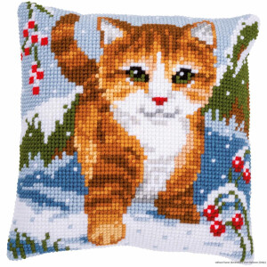 Vervaco cross stitch kit cushion "Cat in the...