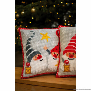 Vervaco cross stitch kit cushion "Christmas gnomes...