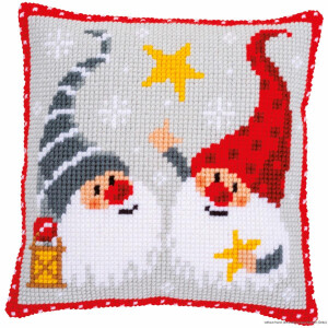 Vervaco cross stitch kit cushion "Christmas gnomes...