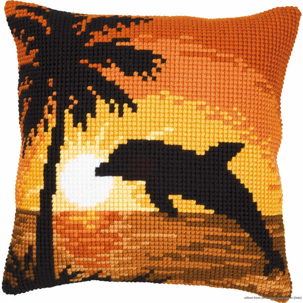 Vervaco cross stitch kit cushion "Dolphin", stamped, DIY