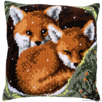 Vervaco cross stitch kit cushion "Foxes", stamped, DIY