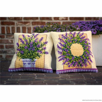 Vervaco cross stitch kit cushion "Lavender in pot", stamped, DIY