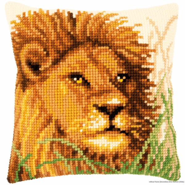 Vervaco cross stitch kit cushion "Lion", stamped, DIY