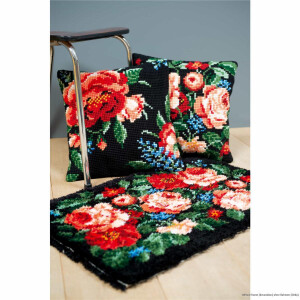 Vervaco cross stitch kit cushion "Rose", stamped, DIY