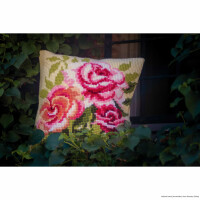 Vervaco cross stitch kit cushion "Roses at night", stamped, DIY