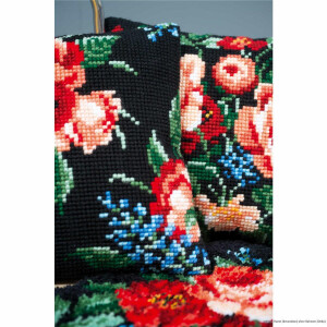Vervaco cross stitch kit cushion "Roses", stamped, DIY