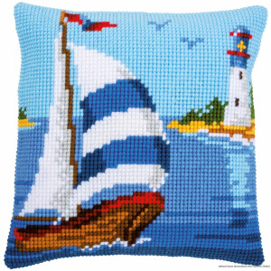 Vervaco cross stitch kit cushion "Sailboat",...