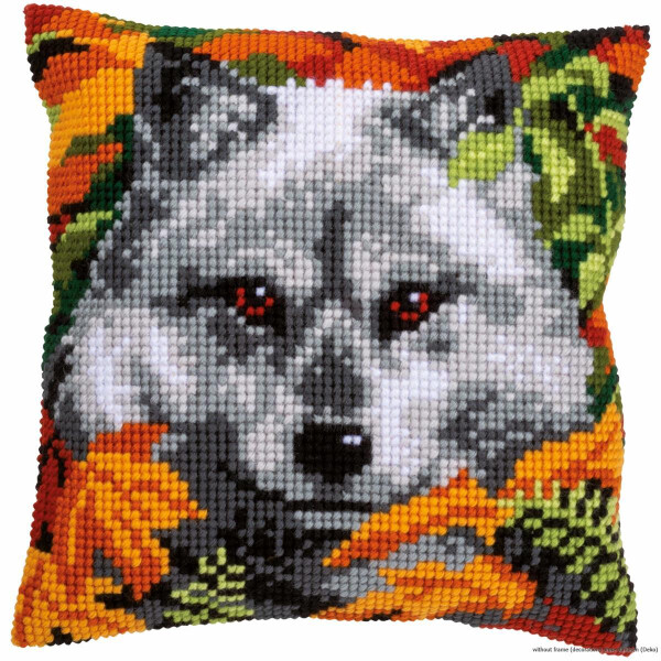 Vervaco cross stitch kit cushion "Wolf", stamped, DIY