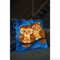 Vervaco Latch hook kit cushion "Cuddling owls"
