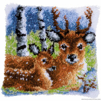 Vervaco Latch hook kit cushion "Deer in the snow"