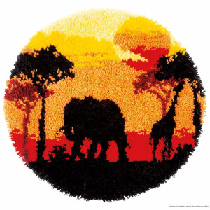 Vervaco Latch hook kit shaped rug "African sunset"