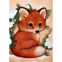 CdA serti de peinture en diamant "fox puppy" 19 x 27cm, de1031
