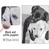CdA Diamond Embroidery Kit "Black and white puppies" 19 x 27cm, DE453