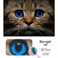 Conjunto de pintura de diamantes CdA "Gato de ojos azules" 38 x 27cm, de497