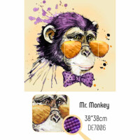 CdA peinture sur diamant "Mr. Monkey" 38 x 38cm, en7006