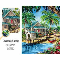 CdA serti de peintures de diamants "Oasis des Caraïbes" 38 x 48cm, de7032