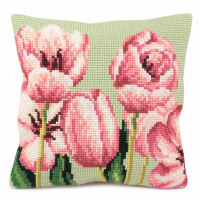 CdA stamped cross stitch kit cushion "Tulipe" 5069, 40x40cm, DIY