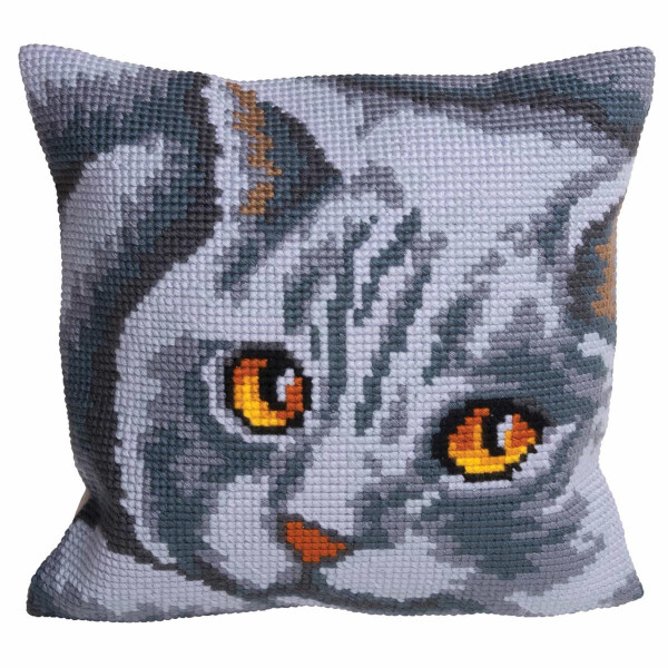 CdA stamped cross stitch kit cushion "Persian - Cat" 5083, 40x40cm, DIY