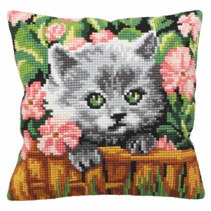 CdA stamped cross stitch kit cushion "Minou -...
