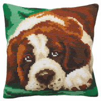CdA stamped cross stitch kit cushion "Bernie - Dog" 5165, 40x40cm, DIY