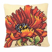 CdA stamped cross stitch kit cushion "Delicious Poppy" 5166, 40x40cm, DIY