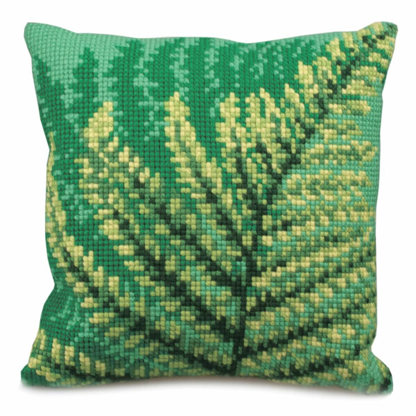 CdA stamped cross stitch kit cushion "Green Fern" 5171, 40x40cm, DIY