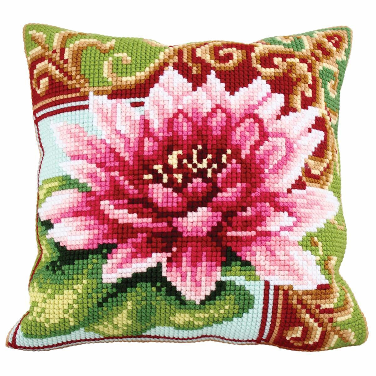CdA stamped cross stitch kit cushion "Luxurious...
