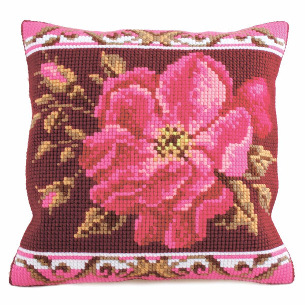 CdA stamped cross stitch kit cushion "Romantic Rose I" 5178, 40x40cm, DIY