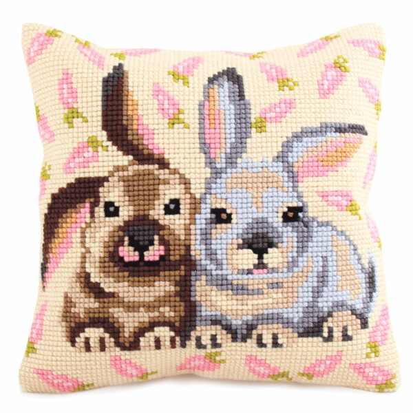 CdA stamped cross stitch kit cushion "Flopsy & Mopsy " 5185, 40x40cm, DIY
