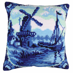 CdA stamped cross stitch kit cushion "DelfWare...
