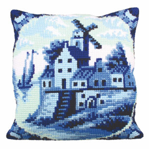 CdA stamped cross stitch kit cushion "DelfWare...