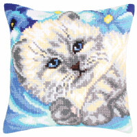 CdA stamped cross stitch kit cushion "Cute Kitten" 5202, 40x40cm, DIY