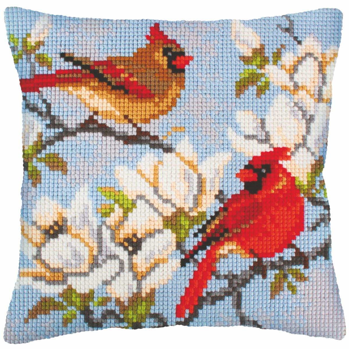 CdA stamped cross stitch kit cushion "On a branch of...