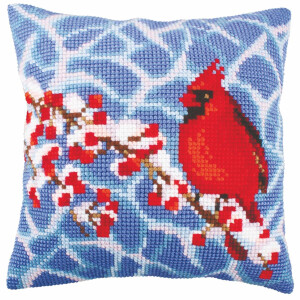 CdA stamped cross stitch kit cushion "Winter red...