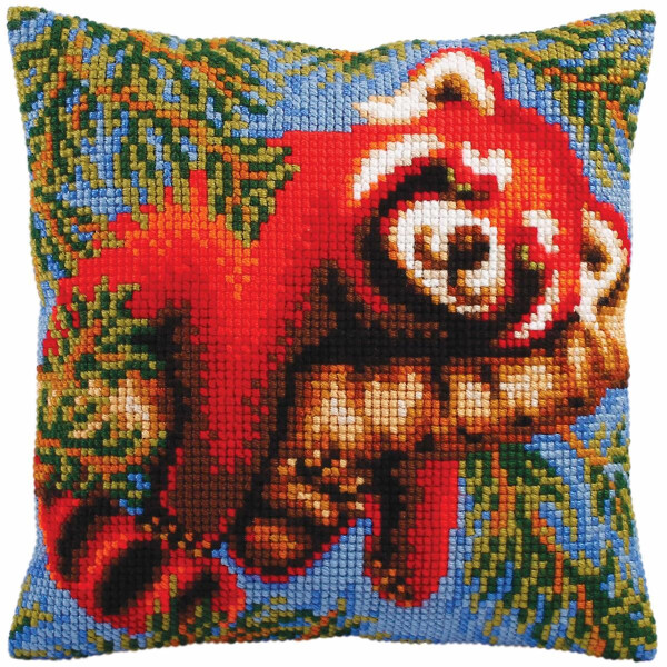CdA stamped cross stitch kit cushion "Red panda" 5272, 40x40cm, DIY