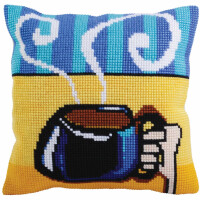 CdA stamped cross stitch kit cushion "Cup of coffee" 5280, 40x40cm, DIY