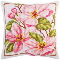CdA stamped cross stitch kit cushion "Pink magnolia" 5291, 40x40cm, DIY