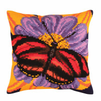 Cuscino in CdA a punto croce "Butterfly graphics" 5306, 40x40cm, motivo di ricamo disegnato