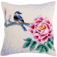 CdA stamped cross stitch kit cushion "Flower and bird" 5319, 40x40cm, DIY