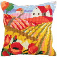 CdA stamped cross stitch kit cushion "Poppy field" 5321, 40x40cm, DIY