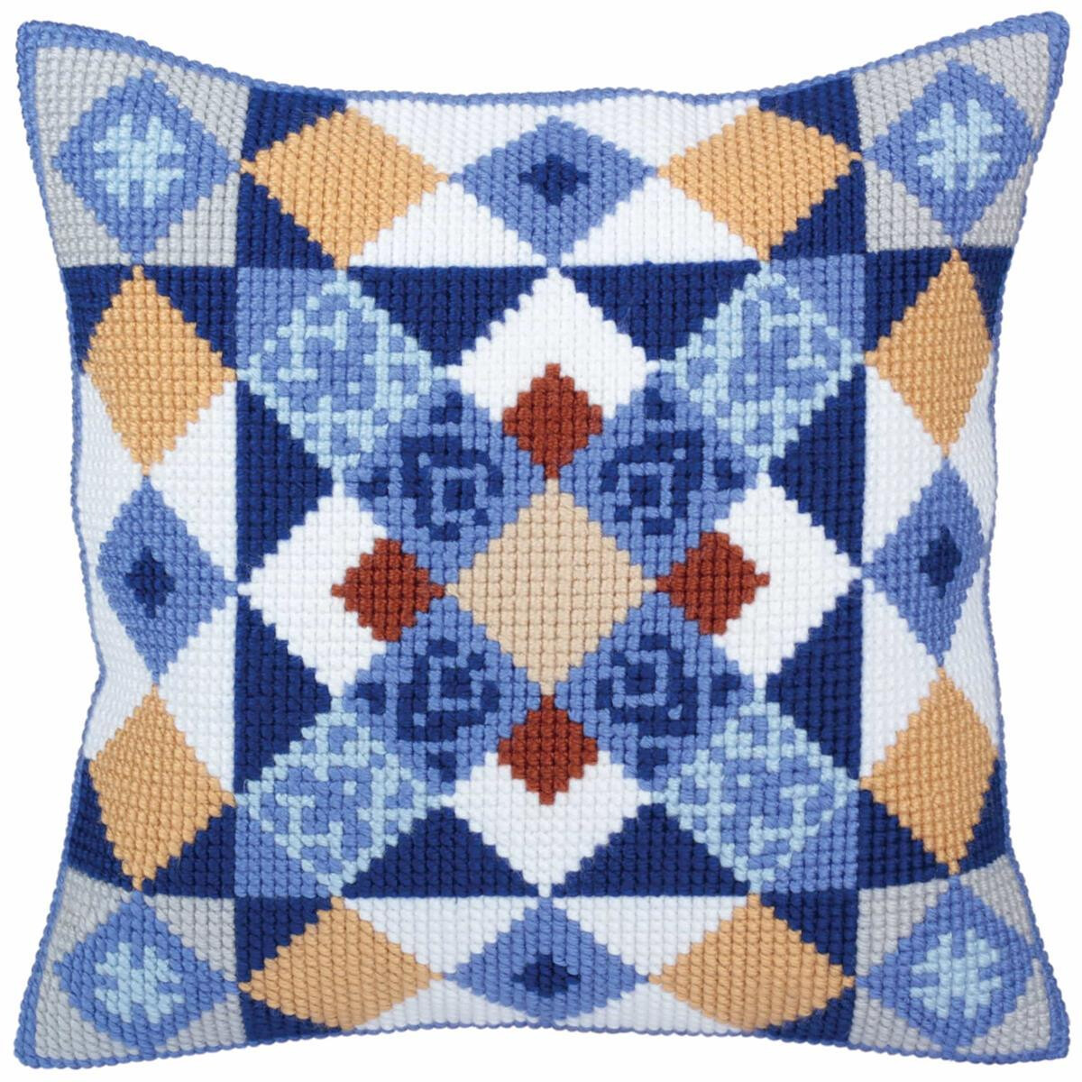 CdA stamped cross stitch kit cushion "Majolica"...