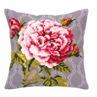 CdA stamped cross stitch kit cushion "Tender rose" 5341, 40x40cm, DIY