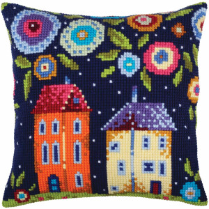 CdA stamped cross stitch kit cushion "Bloomy...