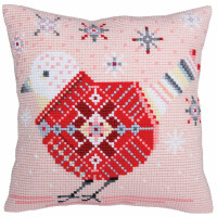 CdA stamped cross stitch kit cushion "Christmas bird" 5355, 40x40cm, DIY